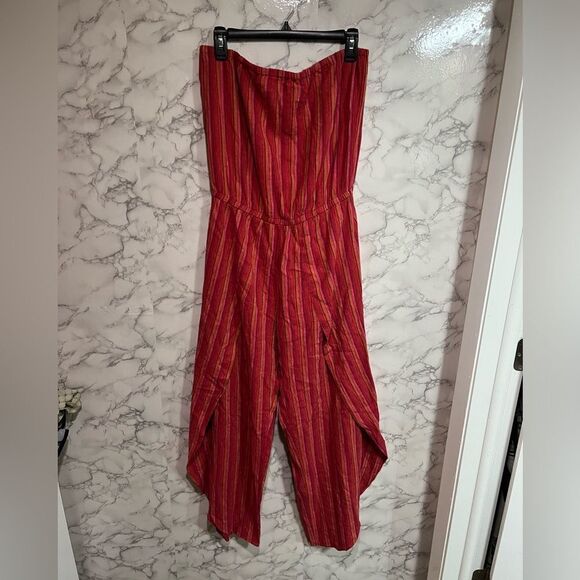 DREW Emerson Strapless Jumpsuit Red Magenta Size M - Picture 2 of 6